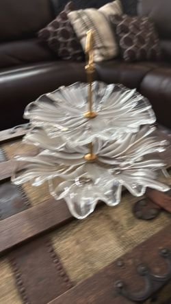 2 tier fruit/ dessert stand crystal
