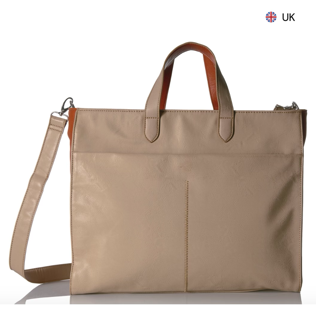 Buxton Business Tote Beige Orange 15.6” Laptop Detachable Shoulder Straps NWT Padded laptop pocket protects laptops up to 15.6" with heavy density f
