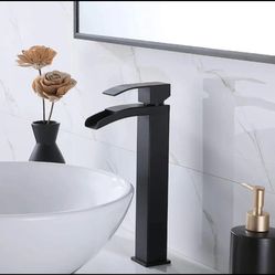 Vessel Sink Faucet Black, Single Handle Single Hole Waterfall Rv Bathroom Faucet F21 $40