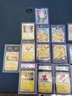 6 shining Pikachu Pokémon Cards 10 Single Raw Cards for $600! Firm. The Black label Pikachu $1000!  All for $1400 trade are welcome. Cash & trade too