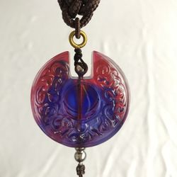 Liu Li Pendant Heart Fulfilled Dragon Phoenix Bi Charm