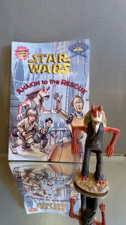 Star Wars Vintage Lot – Jar Jar Binks Figure + Anakin Activity Book!