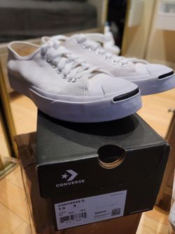 Converse Jack Purcell Leather Low Top Men Sneakers - Standard White Size M7.5/W9