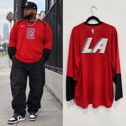 Nike LA Clippers NBA Long Sleeve Shirt – Red & Black 3XL