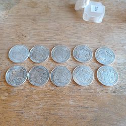Lot Of 10 APMEX 1 Oz Silver Rounds 
