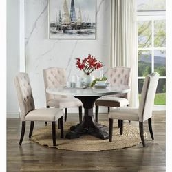 Round Marble Table with 4 Chairs 