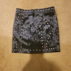 Studded Velvet Mini Skirt