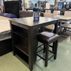 🔥Flash Deal🔥Brand New 3pc counter Height Set: Table With Shelf And Two Stools $299, Delivery Available 