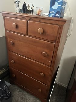 Vintage Solid Maple Dresser w/secretary drop desk