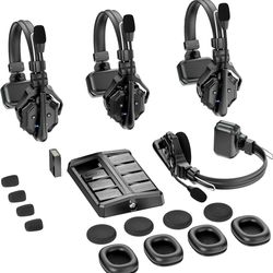 Hollyland Solidcom C1 Wireless Headset Intercom System 4-Person Full Duplex 1100ft Team Communication Group Talk Single-Ear Headset with 1 Master & 3 