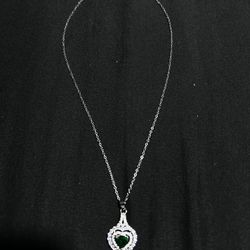 925 Sterling silver necklace - Green heart CZ