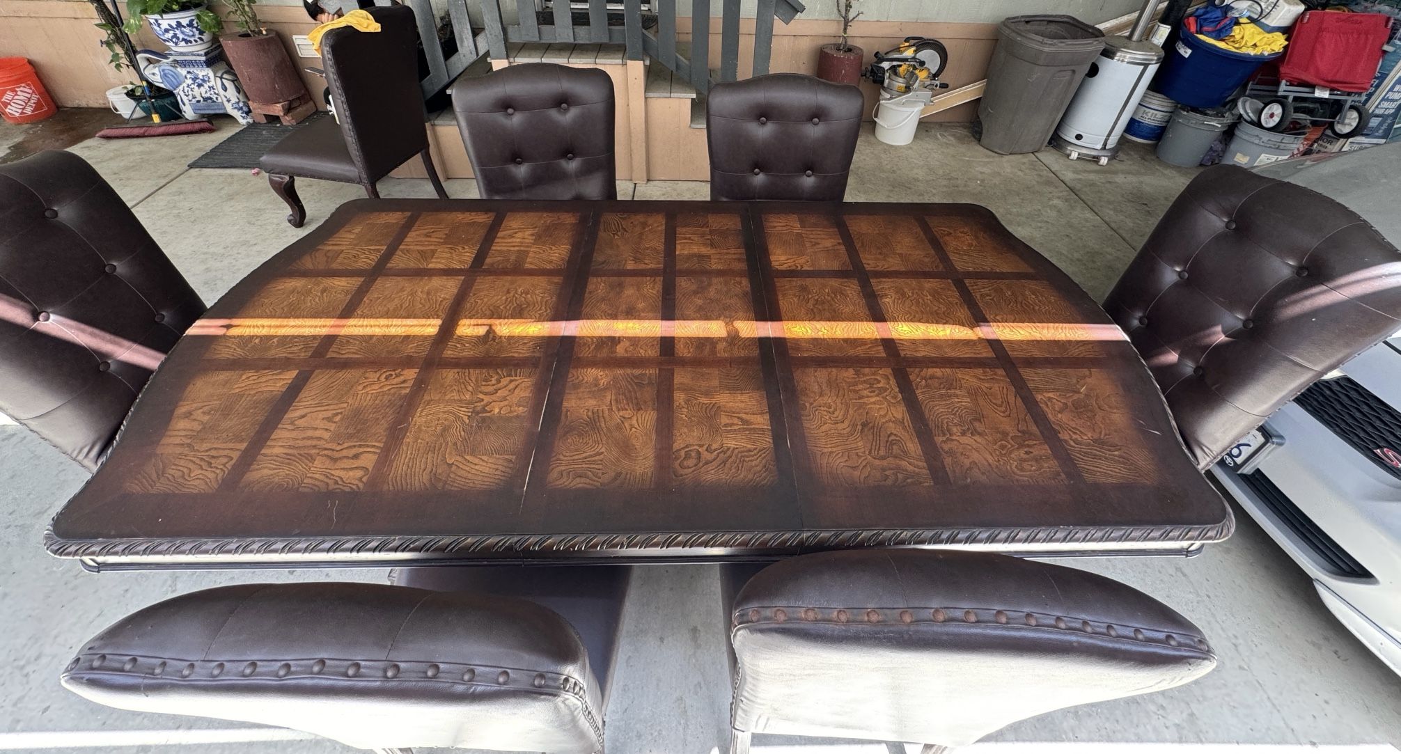 wooden dining table 6 chairs