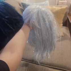 White with Silver Strands Wig