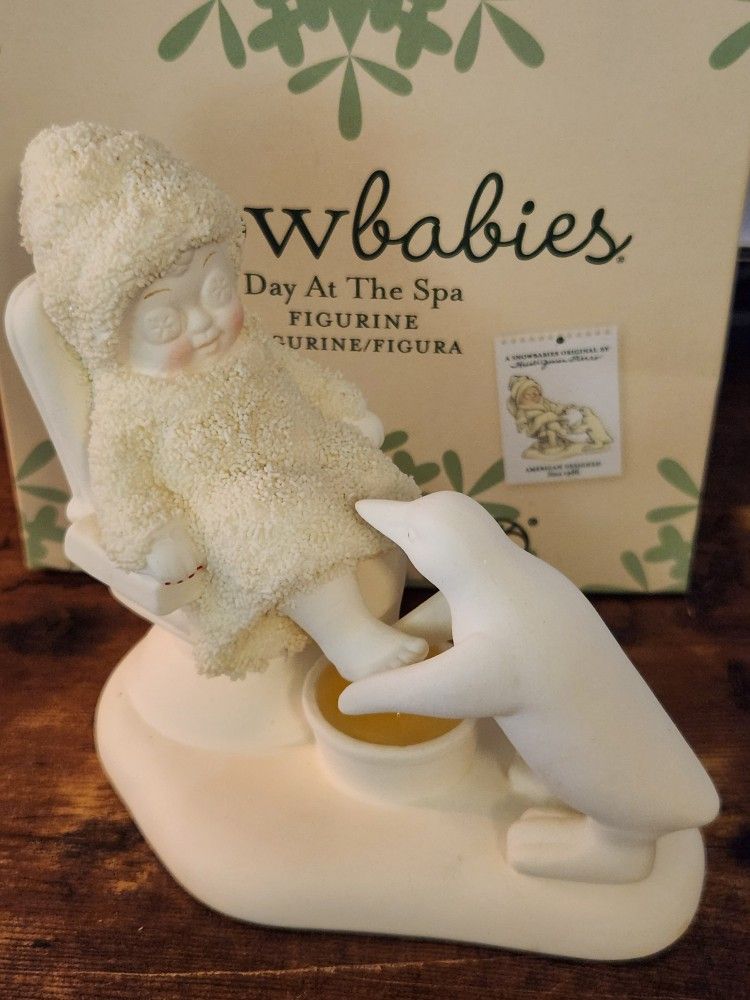 Dept 56 Snowbabies 2013 #(contact info removed) Day At The Spa Figurine,  With Box, Nice Condition 