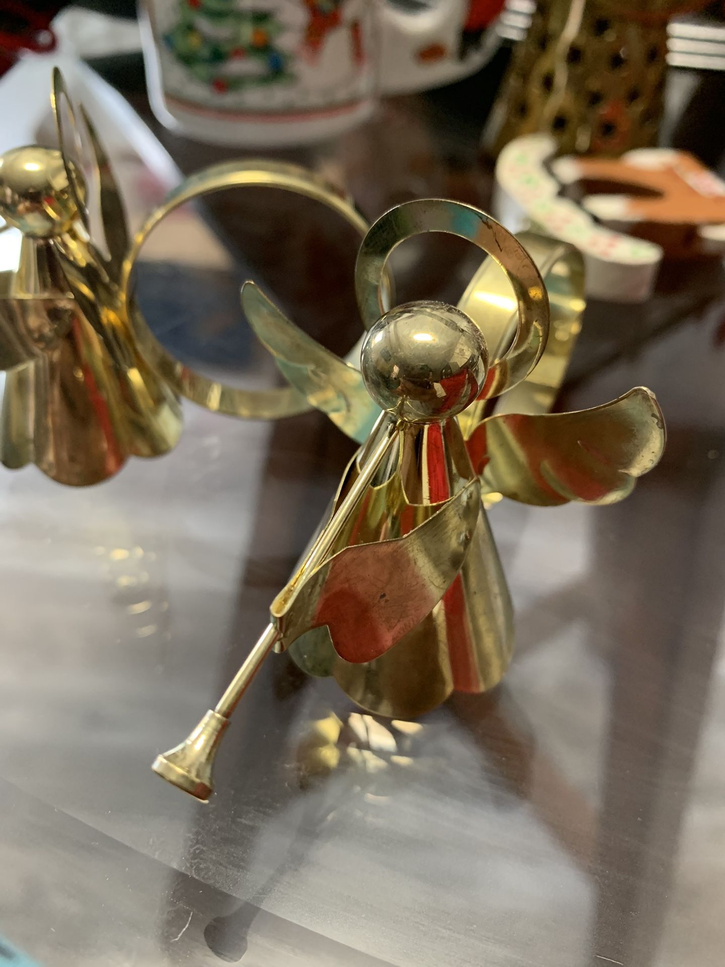 TWO BRASS ANGEL NAPKIN HOLDERS “2”TALL