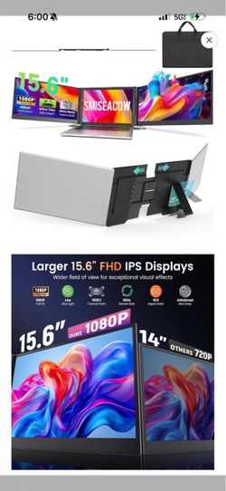 Smiseacow 15.6" Triple Portable Laptop Monitor