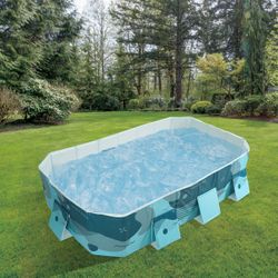  🔥Special Discount 🔥Rectangular Inflatable-free Foldable Swimming Pool, Outdoor Backyard Family & Kids Play Pool （Green）  💰50$