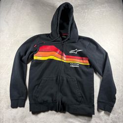 Vintage Alpinestars Gray Hoodie Men’s M Black Y2K 90s Motocross MX Racing #1232