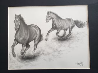 Original Graphite Drawing Horses 2005