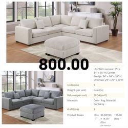 Sectional Sofa With Ottoman New In Box