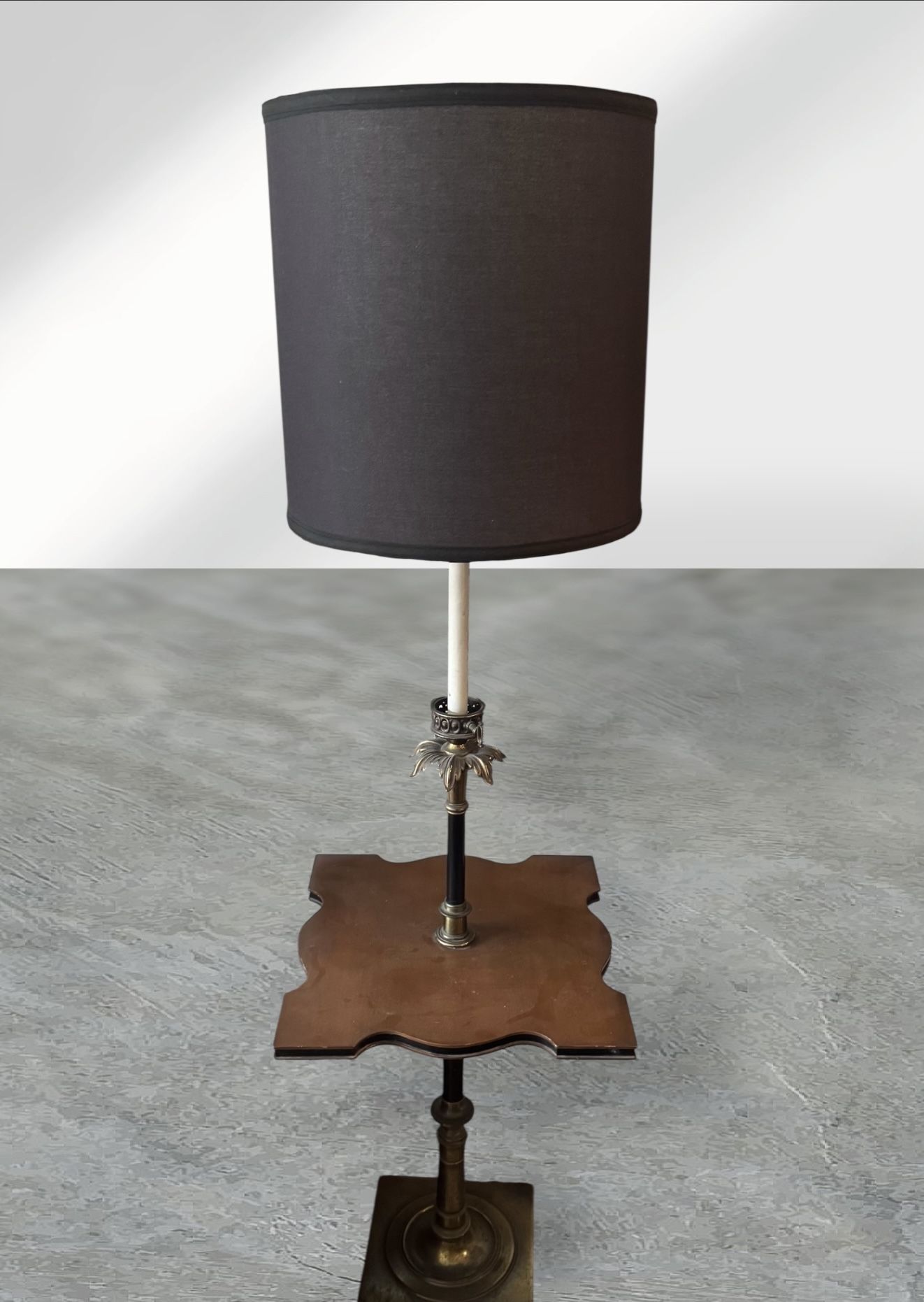 Vintage MCM End Table with Attached Floor Lamp- 15x15x56
