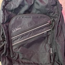 LL Bean Deluxe Book Pack Backpack Reflective Strip Padded Straps Black