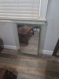 Rectangular Wall Mirror with Textured Glass Frame