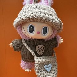 Knitted LABUBU Outfit with Matching Purse (Doll Not Included)