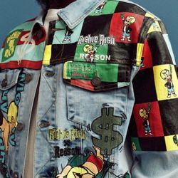 Ca$h Money Baller Richie Rich Lite Wash Denim Jean Jacket Hustlin' Adult Med NWT