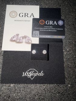 JAYS Jewels GRA Certified .5 ct Moissanite Round Stud Earrings 925 Silver