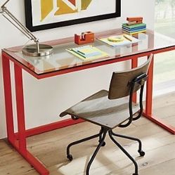 Crate and Barrel glass top desk