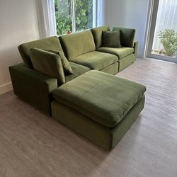 New Green Velvet Cloud Couch Sectional