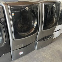 Lg Washer With Washer Pedastool And Electric Dryer 