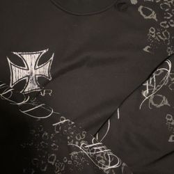 black distressed leopard men’s crewneck