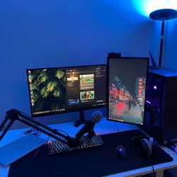 2 Monitors And Mount - Lenovo Y25 24.5 Inch Gaming Monitor 240 Hz And Dell 21.5 Inch Monitor