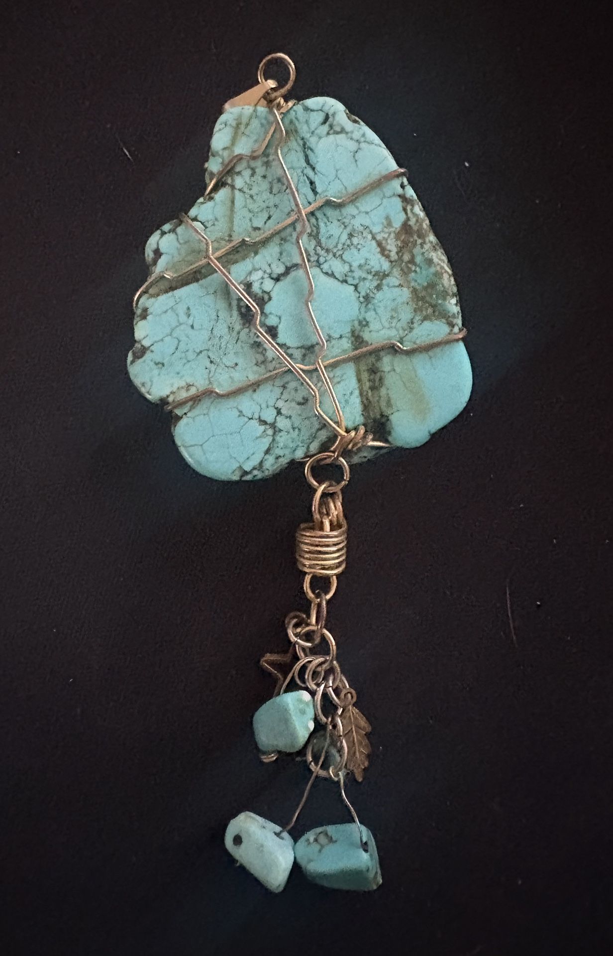 Quartz Pendants - Beautiful Wire Wrapped Large Turquoise & Smoky