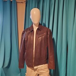 Charles Klein Genuine brown Leather Coat For men’s Size medium 