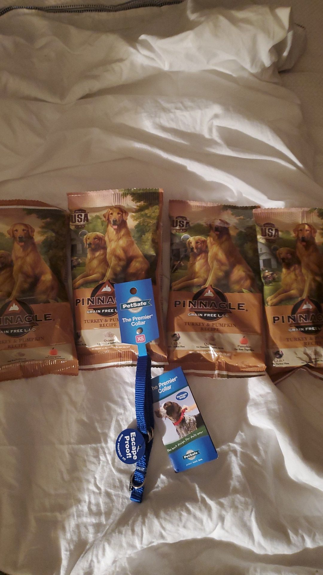 Dog food samples with free escape proof collar