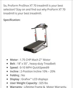 Pro Form XT 70 Treadmill for Sale in Queens NY OfferUp