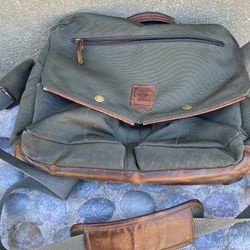 Timberland Green Canvas & Leather Messenger Bag