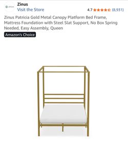 Gold Canopy Queen Bed Frame