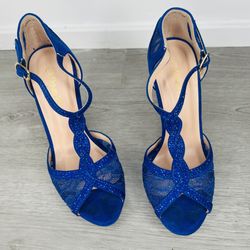 Dream Pairs Peep Toe Heel Gold Buckle Wedding Party Dress Shoes Size 7.5