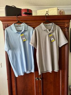 New men’s two polo shirts by Members Mark size medium located in Weston New men’s two polo shirts by members Mark size medium located in Weston