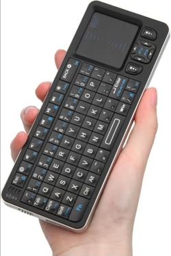 Mini Bluetooth Keyboard,Backlit 2.4GHz Wireless Keyboard with IR Learning, Portable with Touchpad,Compatible with Amazon Fire Stick/VR Glasses