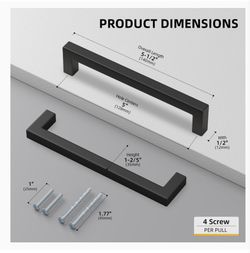 Matte Black Cabinet Handles, 10 Pcs, 5”
