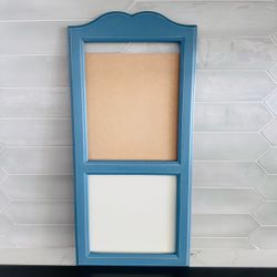 Vintage country decor wood calendar frame / message board. Overall measures 21 3/8 “tall x 10” wide  Painted Country blue and distressed