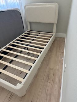 Boucle Beige Twin Bed
