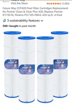 Future Way CCP420 Pool Filter Cartridges Replacement for Pentair Clean & Clear Plus 420, Replace Pentair R173576, Pleatco PCC105-PAK4, 420 sq.ft, 4-Pa