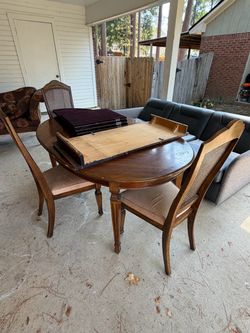 Round Wood Dining Table with 3 Chairs