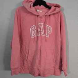 Gap Pink Logo Sweatshirt Fleece Zip Hoodie Loungewear Casual 